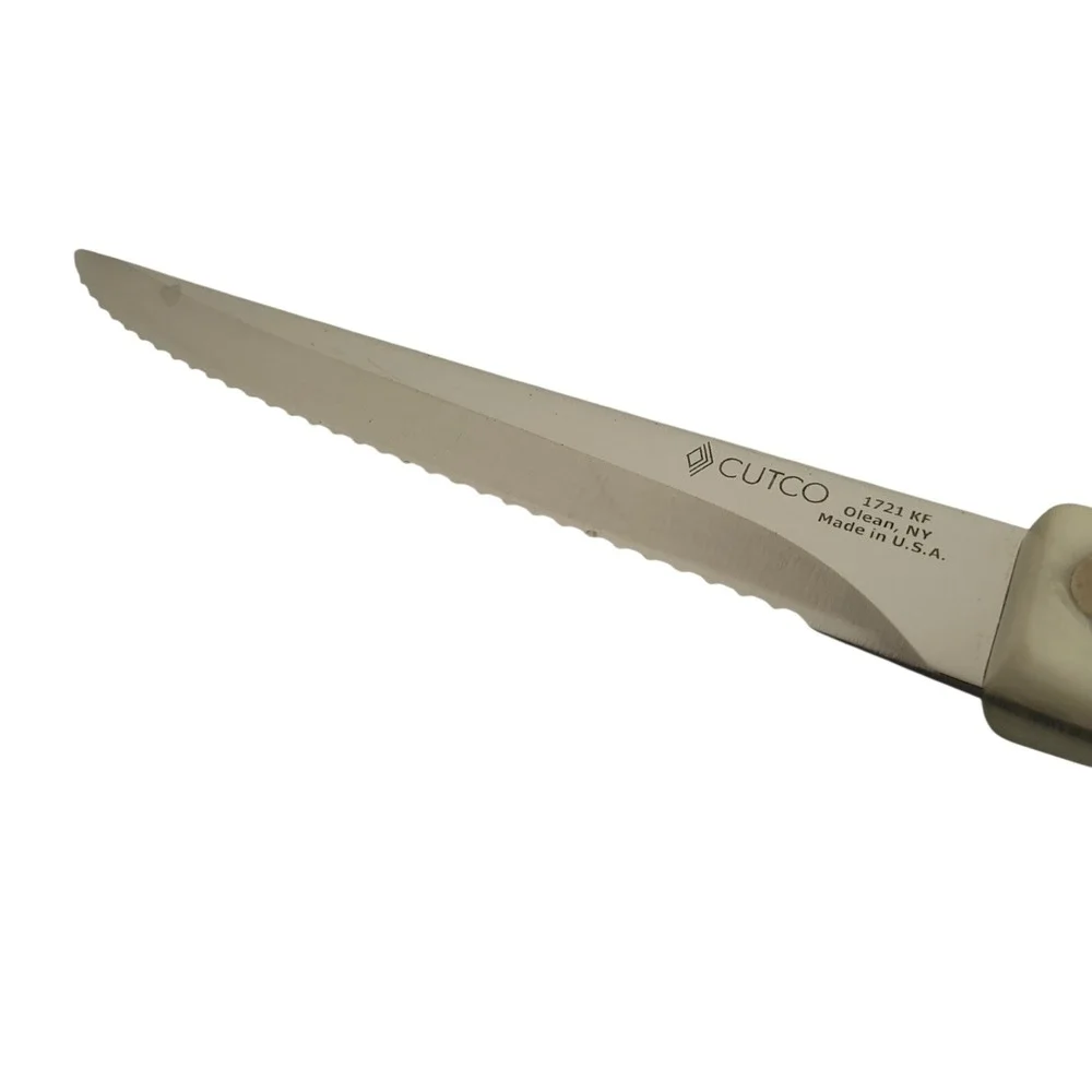 Cutco 1721 Trimmer Knife White Pearl Handle Serrated USA Vintage 2004 EUC